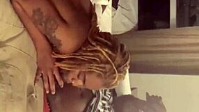 latvian babe slurps spaghetti-style blowjob despite room full of homies