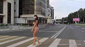 Completely Naked Exhibitionist Struts Busy City Streets Fully Exposed