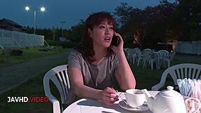 Naughty Asian Milf Riho Mikami Kneels in Stockings for Craving Blowjob!