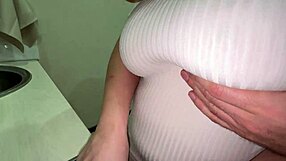 stepmom feels stepson's dick slide into her fat ass while cooking