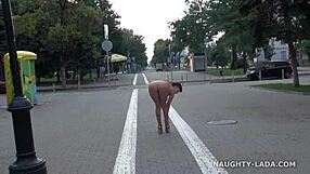 Completely Naked Exhibitionist Struts Busy City Streets Fully Exposed