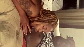 latvian babe slurps spaghetti-style blowjob despite room full of homies