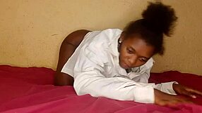 Pretty teen fingers tight pink pussy on bed till squirting