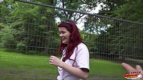 German Redhead Mia May Public ANAL Pickup Fuck at Viewing Event