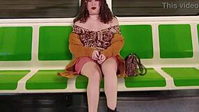 latina slut flashes tits fingering on public train