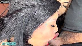 she spreads ass for tongue while he pounds her wet brazilian pussy