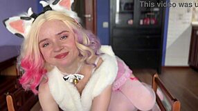 Who's craving more of this milky blonde nerd in lingerie?