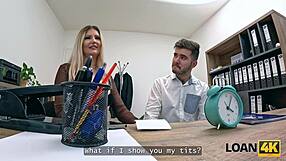 Desperate couple seeks loan but wife fucks manager office hardcore shaved pussy big tits stockings husband watches cuckold interview!