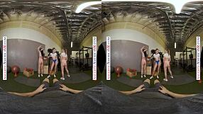 kyler quinn paige owens tag team gym stud cock with pussies and mouths!