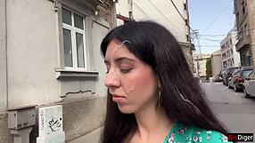 loser teen walks public streets cum-drenched face after blowjob game loss