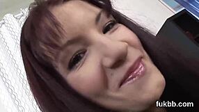 Slutty babe strips nude gapes asshole with huge dildo hardcore