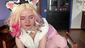 Who's craving more of this milky blonde nerd in lingerie?