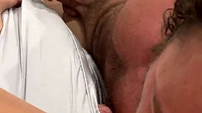 Petite Emma Hix sucks Brad Newman's monster cock bareback