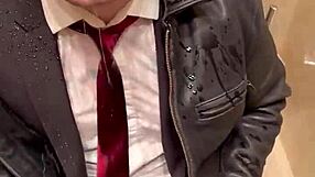 Kinky Office Suit Leather Men Play Raw Power Games