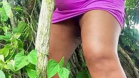 Why does this curvy believer grind her fat pussy and ass on that giant cock outdoors so naughtily