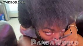 mmff double bbc blowjob has ebony deepthroat goat and blonde slut moaning wet