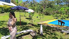 farm boss rides naked worker straight from the pool