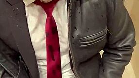 Kinky Office Suit Leather Men Play Raw Power Games