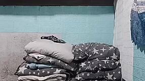 your cute asian roommate strips panties in dorm getting all worked up