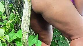 Why does this curvy believer grind her fat pussy and ass on that giant cock outdoors so naughtily