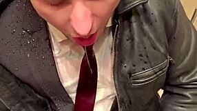 Kinky Office Suit Leather Men Play Raw Power Games