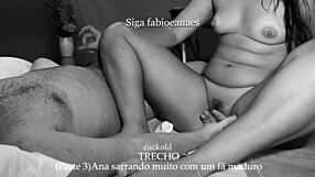 hotwife strokes old male friend's throbbing cock during voyeur massage. part 3 excerpt clip