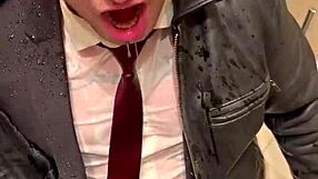 Kinky Office Suit Leather Men Play Raw Power Games