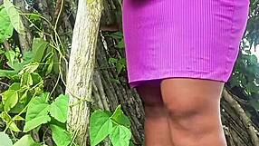 Why does this curvy believer grind her fat pussy and ass on that giant cock outdoors so naughtily