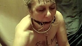 french slave maid bound bent over takes belt whips uro mouth gag and dildo pounding