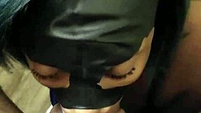 masked lalola klitz deepthroats and licks big black monster cock