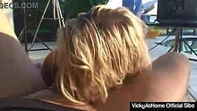 god vicky vette's so horny stripping thong for rokks monster cock deepthroat