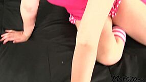 brunette step-sis with tiny tits rides 69 then takes rough anal from daddy