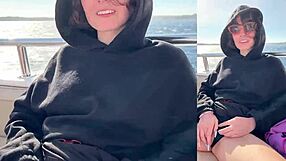 Wanna join this yacht couple's public creampie romp with big cock in her tight pussy?