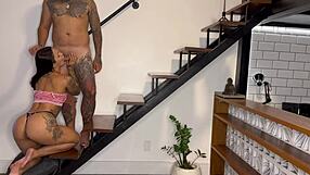 Neighbor Wife Craves Creampie Stair Fuck