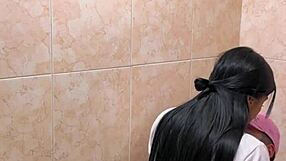 Skinny Colombian teens caught fucking hard in school bathroom stall