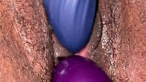 creamy ebony pussy explodes in wet orgasm!