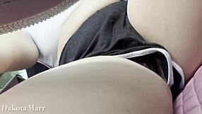 Chubby Dakota Marr Fingers Hairy Wet Pussy Masturbating Publicly in Car