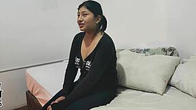 Stunning petite latina Kiomi rides cock hard in raw casting fuck