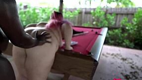 Latina bbw rose d kush bareback sucks big black monster cock deepthroat gagging then bent over doggystyle by cabana with ball licking