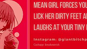 mean bimbo degrades your tiny dick then trains you as foot slave