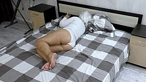 stepmom clenches her fat ass cheeks making anal fuck tough for stepson