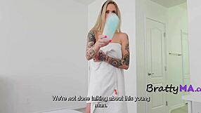 My stepmom brattyma convinced me to fuck her big tits pussy