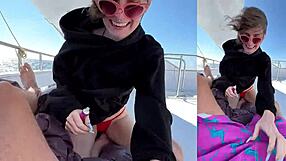 Wanna join this yacht couple's public creampie romp with big cock in her tight pussy?