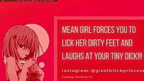 mean bimbo degrades your tiny dick then trains you as foot slave