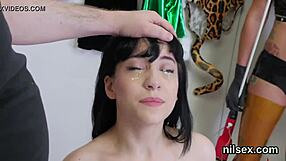 Flirty teen dragged to asshole asylum for brutal group ass licking and banging