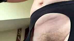 hairy milf does fetish workout in gym