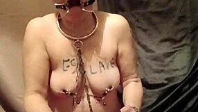 french slave maid bound bent over takes belt whips uro mouth gag and dildo pounding