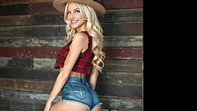Sexy Blonde Slut Deepthroats Cock with Gagging Blowjob Before Facial Cumshot in the Barn