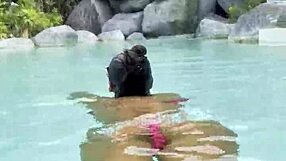 i can't stop staring at hot monika fox's big tits in that pink bikini by the pool