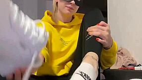 dirty barefoot feet in nike socks smelly fetish sight